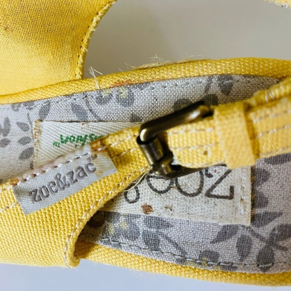 Zoe & Zac yellow canvas and jute wedges, Sz. 8